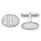 14K White Gold Recessed Letter Oval w/Boarder Monogram Cuff Link