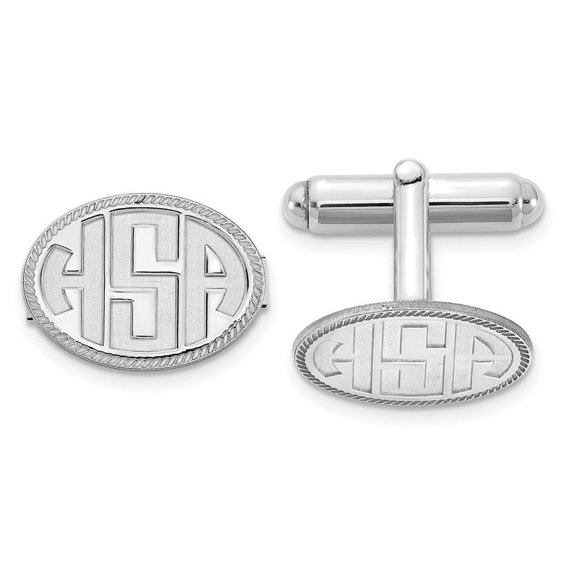 14K white gold monogram cuff links