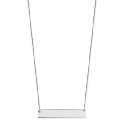 14K White Gold Medium Blank Bar Necklace, 18 x 38mm