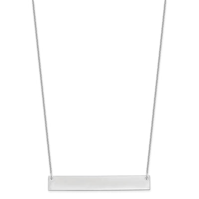 14K White Gold Large Blank Bar Necklace, 18 x 50mm