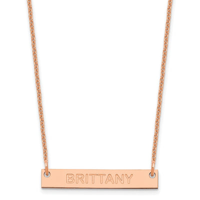 14K Rose Gold Small Capitalized ARIAL ROUNDED Bar Necklace