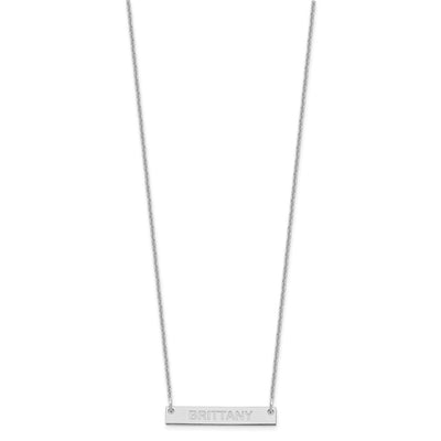 14K White Gold Small Capitalized ARIAL ROUNDED Bar Necklace