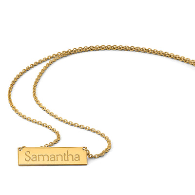 14K Yellow Gold Small Name Bar Necklace