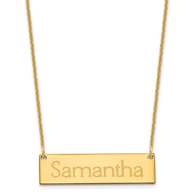 14K Yellow Gold Small Name Bar Necklace