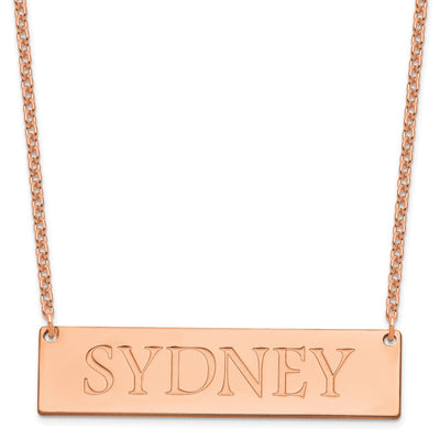 Sterling Silver/Rose-plated Large Name Bar Necklace