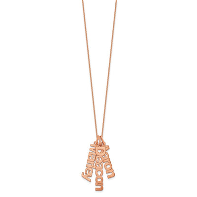 14K Rose Gold Brushed 3 Name Charm Necklace