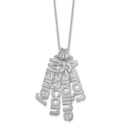 14K White Gold Brushed 4 Name Charm Necklace