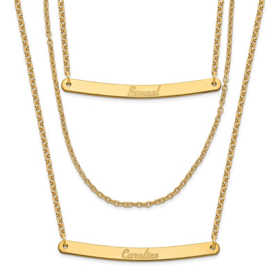 Sterling Silver/Gold-plated Brushed 3 Chain 2 Bar Necklace