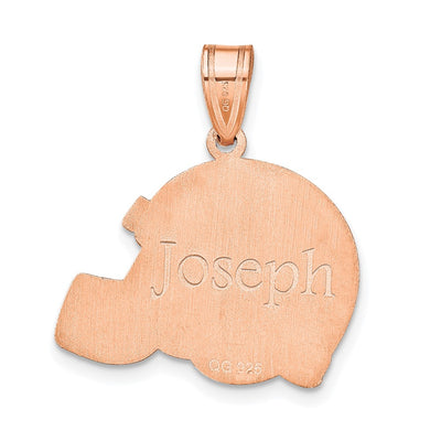14K Rose Gold Personalized Football Helmet Pendant