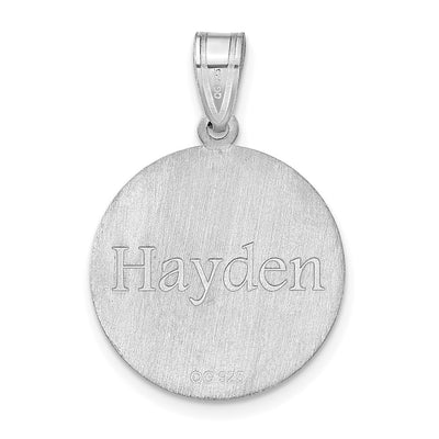 14K White Gold Personalized Basketball Pendant