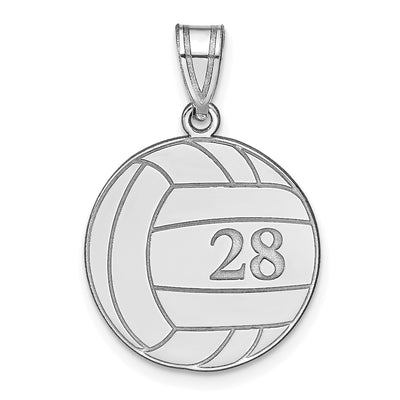 10K White Gold Personalized Volleyball Pendant