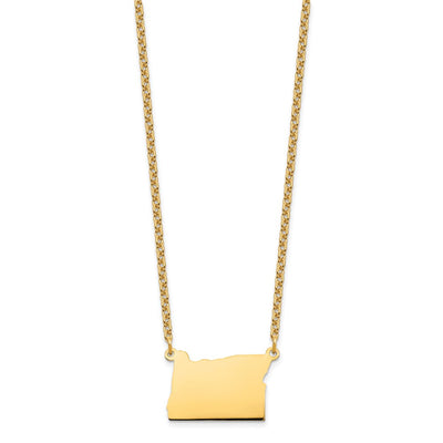 Sterling Silver/Gold-plated Oregon state Necklace