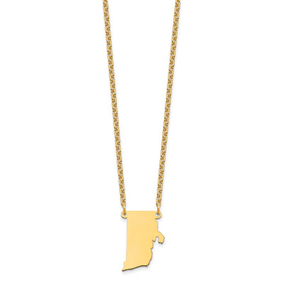 Sterling Silver/Gold-plated Rhode Island State Necklace