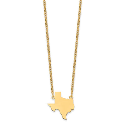 Sterling Silver/Gold-plated Texas State Necklace