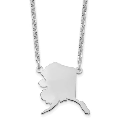 Sterling Silver/Rhodium-plated Alaska State Necklace