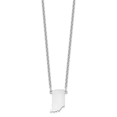 Sterling Silver/Rhodium-plated Indiana State Necklace