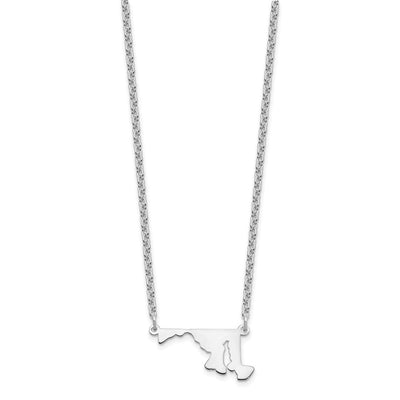Sterling Silver/rhodium-plated Maryland State Necklace