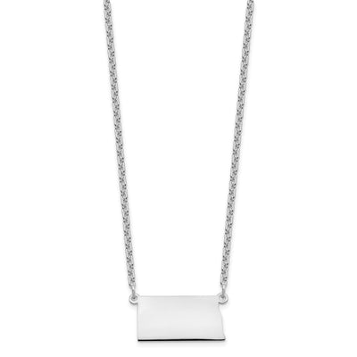 Sterling Silver/Rhodium-plated North Dakota State Necklace