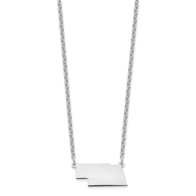 Sterling Silver/Rhodium-plated Nebraska State Necklace