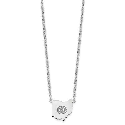 Sterling Silver/Rhodium-plated Ohio State Necklace