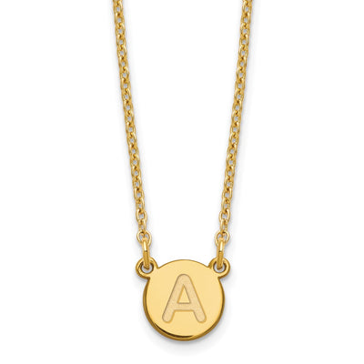 Sterling Silver Gold-Plated Tiny Circle Block Initial Necklace