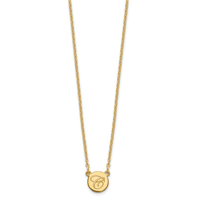 14K White Gold Small Circle with Script Initial Necklace