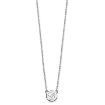 10K White Gold Small Circle with Script Initial Necklace