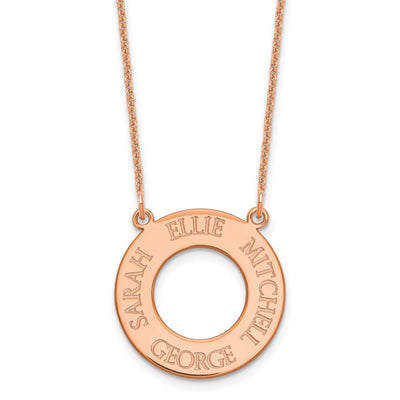 14K Rose Gold Circle with 4 Name Necklace