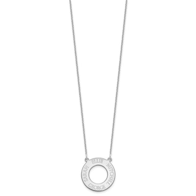 10K White Gold Circle with 4 Name Necklace