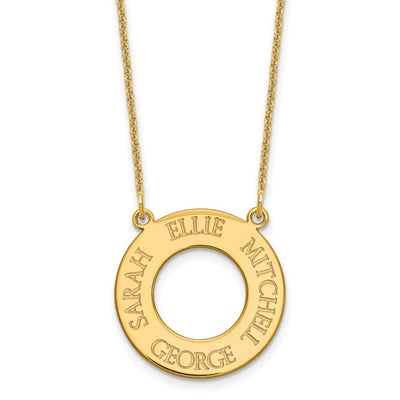 14K Yellow Gold Circle with 4 Name Necklace