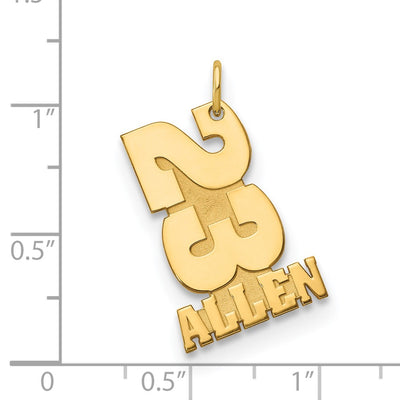 14K Yellow Gold Stacked Number and Name Charm