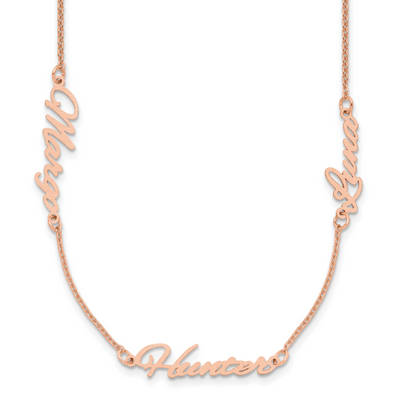 Sterling Silver/Rose-plated Brushed 3 Name Necklace