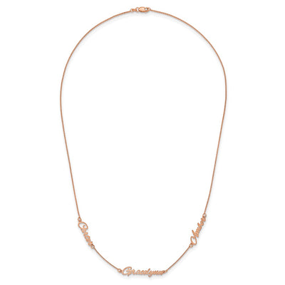 Sterling Silver/Rose-plated Brushed 3 Name Necklace
