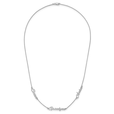 14K White Gold Brushed 3 Name Necklace