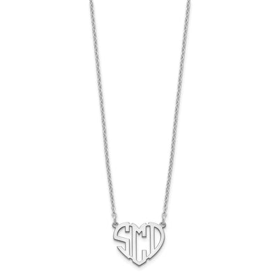 Sterling Silver/Rhodium-plated Heart Monogram Necklace