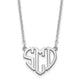 Sterling Silver/Rhodium-plated Heart Monogram Necklace