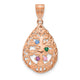 14K rose Gold 4 Birthstone Tree of Life Tear Drop Pendant