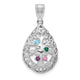 14K White Gold 4 Birthstone Tree of Life Tear Drop Pendant