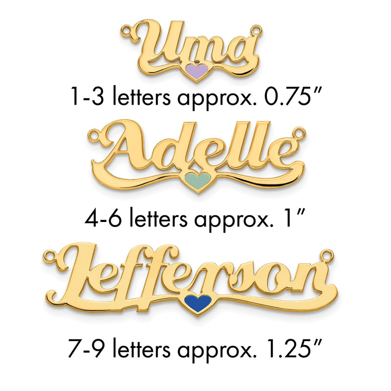 Sterling Silver/Rose-plated Epoxy Heart Name Plate