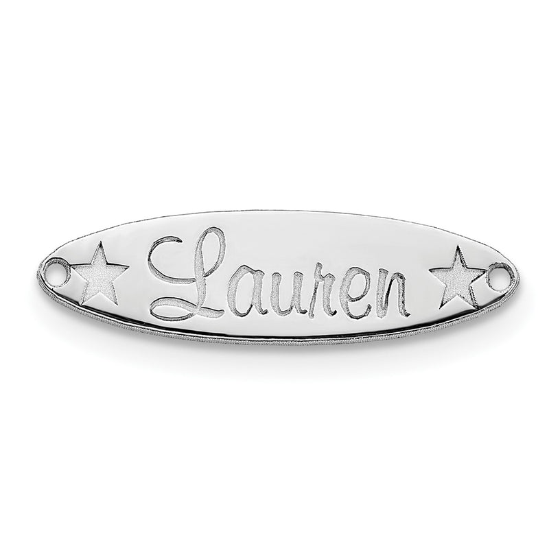 10k White Gold Oval with Stars Name Plate