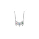 14K White Gold 3 Hearts 3 Birthstones w/ 18k Rhodium Plated Bezels Necklace