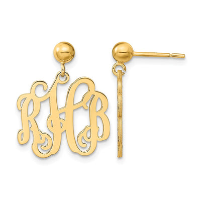 Sterling Silver/Gold-plated Monogram Dangle Earrings, 22 x 18mm