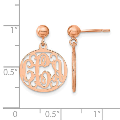 Sterling Silver/Rose-plated Monogram Dangle Earrings, 21 x 16mm