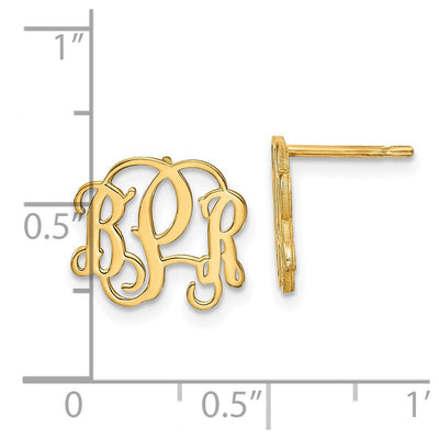Sterling Silver/Gold-plated Monogram Post Earrings, 10 x 12mm
