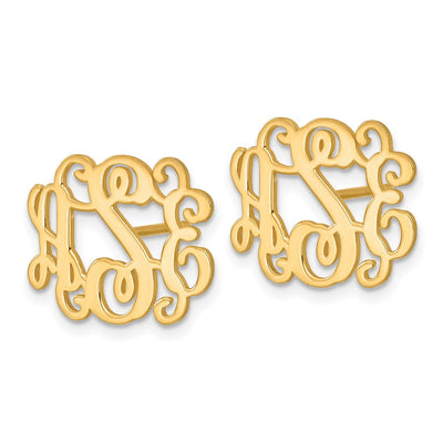 Sterling Silver/Gold-plated Monogram Post Earrings, 13 x 16mm