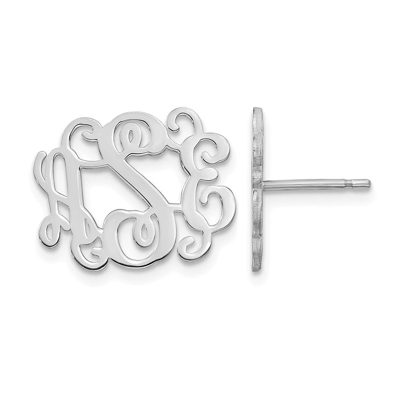 14K white gold monogram earrings