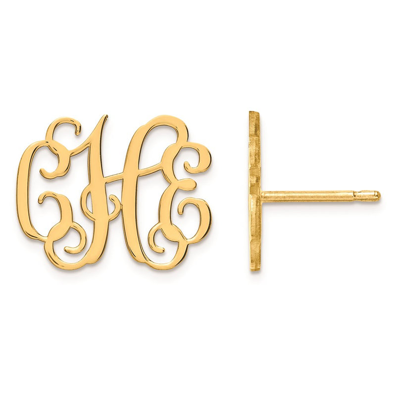 14K yellow gold monogram earrings