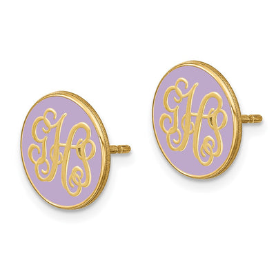 Sterling Silver/Gold-plated Round Monogram w/Epoxy Post Earrings