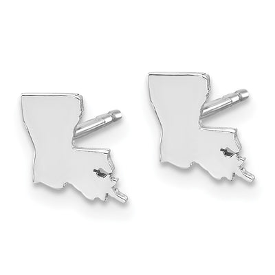 Sterling Silver/Rhodium-plated Louisiana State Earrings