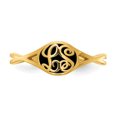 SS/Gold-plated Twisted Band with Epoxy Monogram Ring